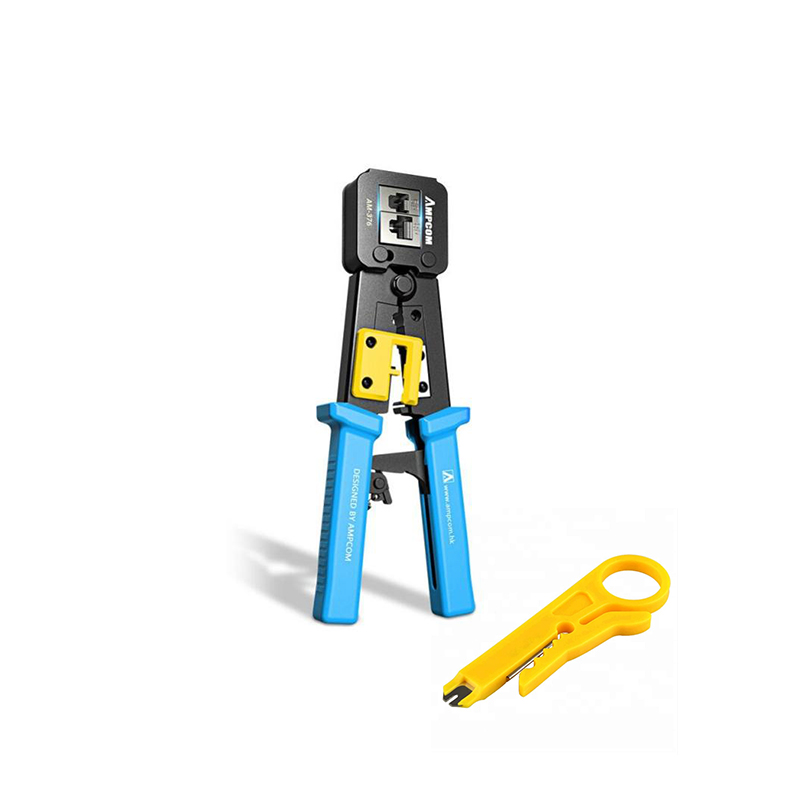Pinza para armar cables de red T-VISION TXK-376M (AM376/AM688), CAT5, CAT5E y CAT6 para RJ45, RJ12, RJ11, 8P y 6P (crimpadora) Azul