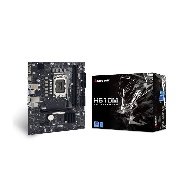Tarjeta Madre BIOSTAR H610MH-D5, LGA1700, DDR5 4800, PCIe 4.0, M.2, SATA 6Gb/s, VGA, HDMI, Micro ATX