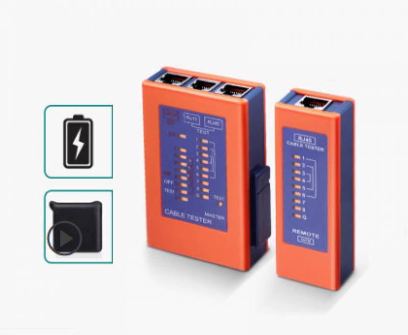 Probador para Cable de Red RJ45 y RJ11, Poe Tester, Naranja / Azul