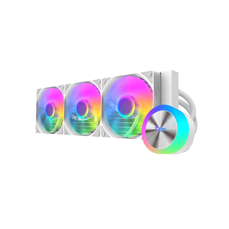 Sistema de Enfriamiento Liquido DarkFlash DG360, Radiador 360mm, ARGB LED tri Fan, 1800RPM, Blanco