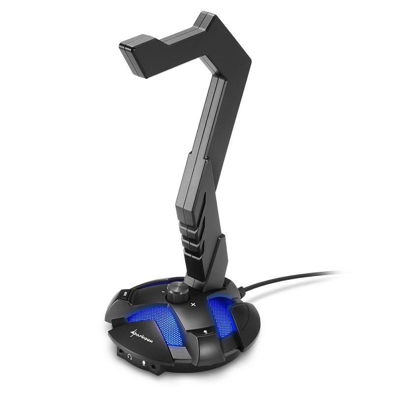 Base Para Headsets Gaming Sharkoon X-Rest 7.1, Iluminación Led Azul, Color Negro