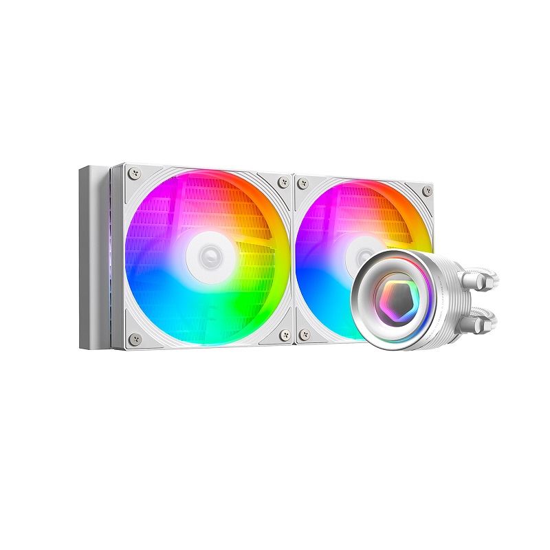 Sistema de Enfriamiento Liquido ID-COOLING FX240 INF, Soporta Intel y AMD, Radiador 240mm Dual Fan, 5V 3Pin ARGB, Blanco
