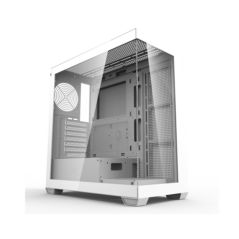 Gabinete Gaming DarkFlash DS900, ATX Mid Tower, Panel lateral y frontal de vidrio templado, no incluye abanicos, Color Blanco