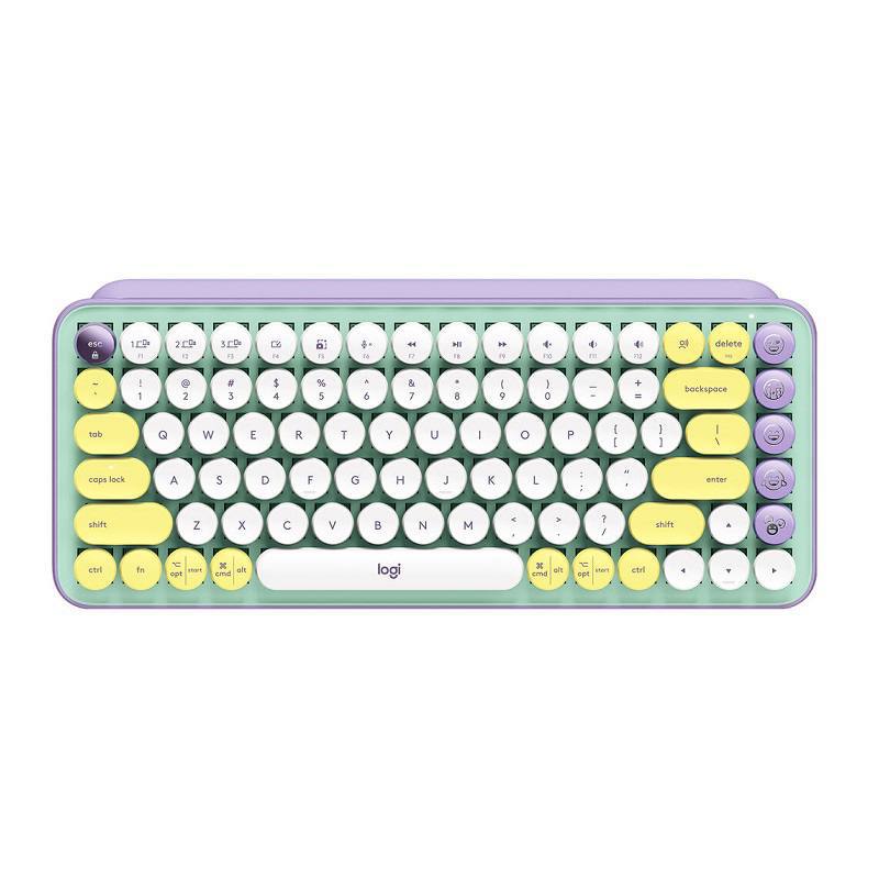 Teclado Mecánico LOGITECH POP Keys DayDream Emojis, Conexión Simultanea hasta 3 Dispositivos vía receptor USB o Bluetooth, Verde Menta Es