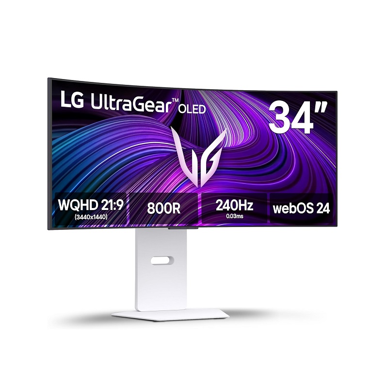 Monitor Curvo Gaming LG UltraGear de 34" OLED WQHD, 240Hz, HDR10, 0.03ms, USB-C, HDMI, DisplayPort, AMD FreeSync Premium, Blanco