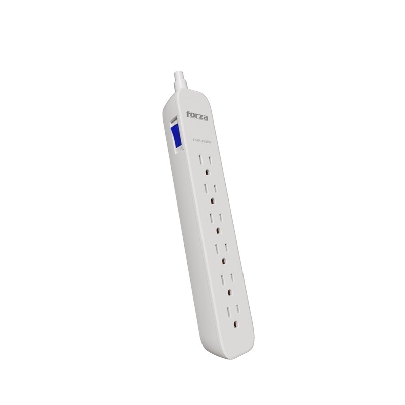 Regleta FORZA FSP-651W, 6 salidas, 120V/240V con Protector de Sobretension, Blanco