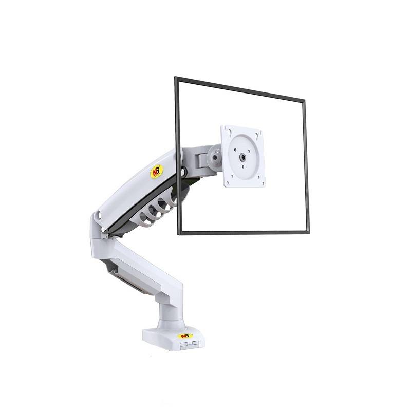 Soporte de mesa North Bayou F80 para Monitores de 17-30", Rotación 360°, Girar 90°, Carga máx 9kg, color blanco