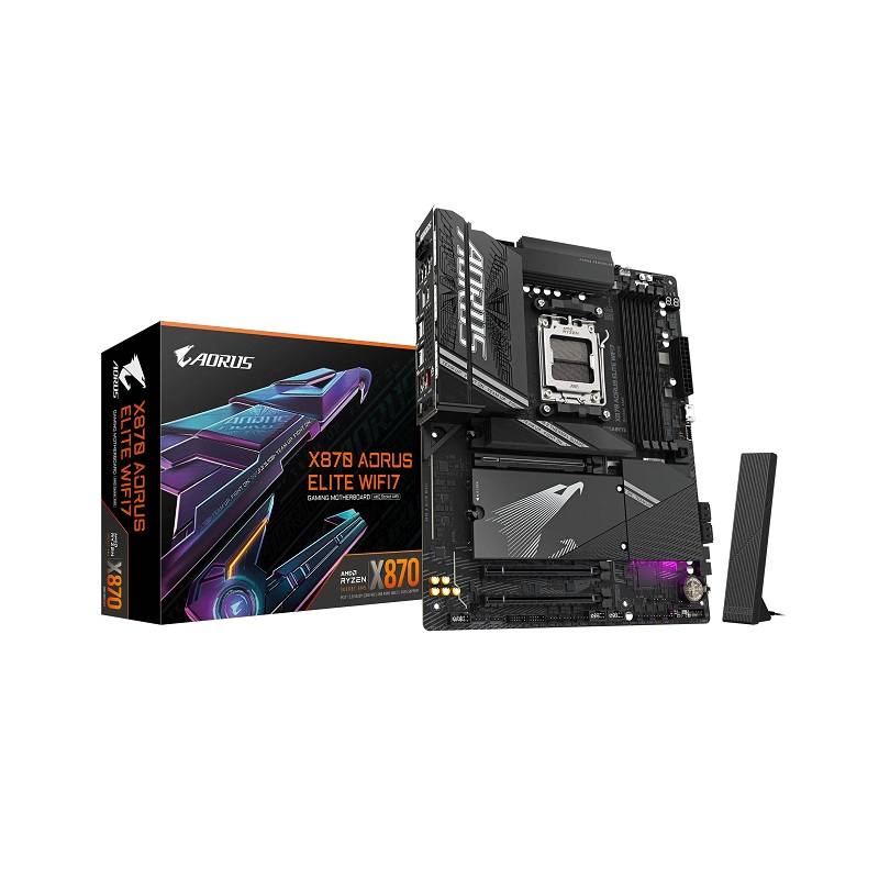 Tarjeta Madre GIGABYTE X870 AORUS ELITE WIFI7, AMD Socket AM5, DDR5 8200(OC), HDMI, M.2, SATA 6Gb/s, USB 3.2, USB tipo C (DisplayPort), Lan 2.5G ATX
