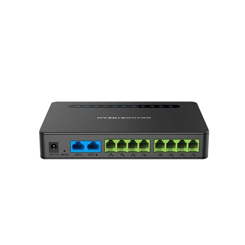 ATAs para centrales IP GRANDSTREAM HT818, Soporta 2 cuentas SIP, Conferencia voz de 3 vías, 8 puertos FXS, router NAT Gigabit integrado