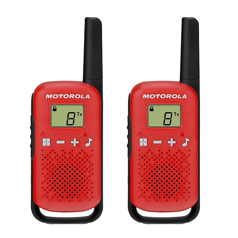 Radio Walkie Talkie Motorola T110, 22 Canales, 16 Millas, 25KM, PTT, LCD, Rojo