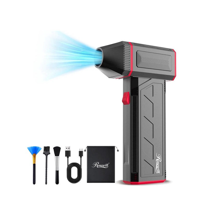 Soplador de aire eléctrico Rosewill 25002, 3 velocidades con carga rápida, ideal para computadora y teclado.