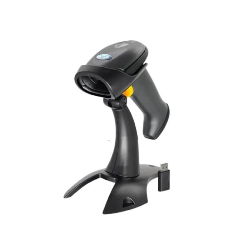 Lector de codigo de barra AON, HS-150 1D, conexión inalámbrica 2.4G y Bluetooth, con base, Negro (1001)