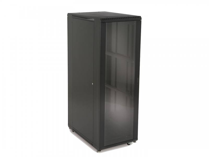 Gabinete de Piso T-VISION 37U, 600mm x 800mm, 4x Fan, 3x Bandejas, Puerta frontal de vidrio, Negro