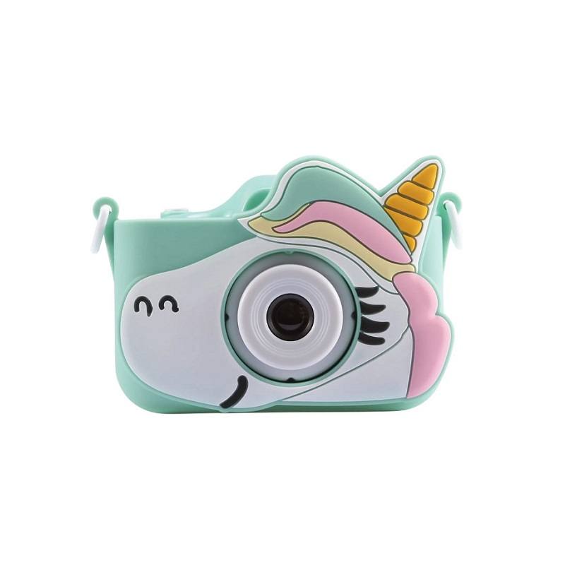 Cámara Digital para Niños VIVITAR KidzCam, 3MP, memoria de 64MB, batería recargable, Funda de Unicornio Verde