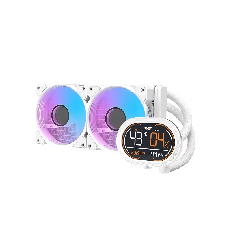 Sistema de Enfriamiento Liquido DarkFlash DH240D, Radiador 240mm, ARGB LED Dual Fan, 2000RPM, Blanco