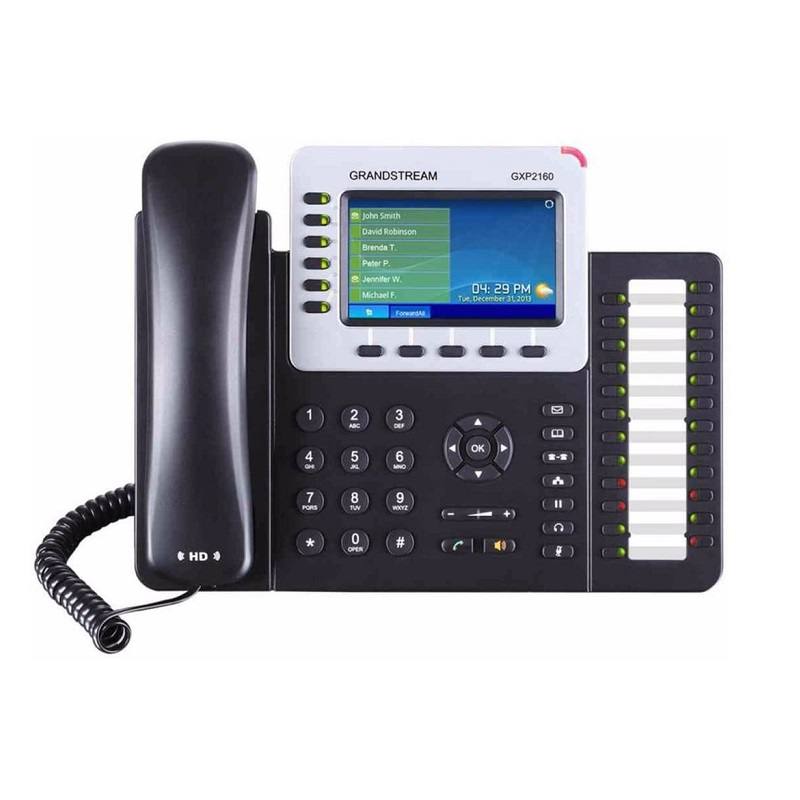 Teléfono IP GRANDSTREAM GXP2160 de 6 Linea, 6 cuentas SIP, 5 Vías de conferencia voz, Puertos Gigabit duales con PoE