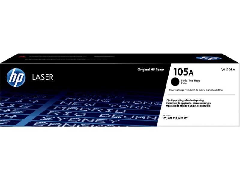 Toner HP 105A- W1105A Negro, para impresoras Láser, Series 107w, Rinde Aproximadamente 1,000 Páginas