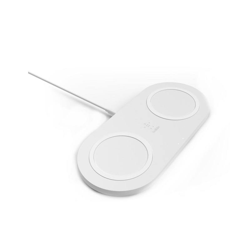 Cargador inalámbrico BELKIN Dual Pad BOOST CHARGE, 5V 2A (10W), Blanco