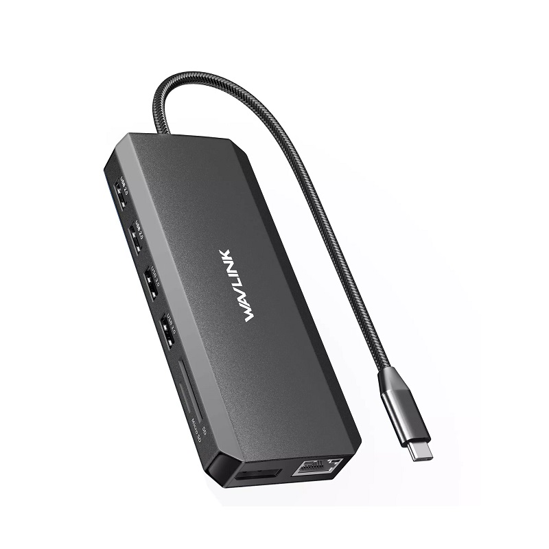Adaptador multiples 12 en 1 Wavlink UMD302 USB-C, para pantalla triple 4K, 2x HDMI, 1x Display Port, Gigabit Ethernet, USB 3.0, SD/MSD, Audio