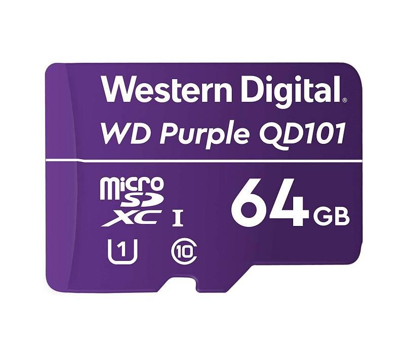 Memoria Micro SD Western Digital, SC QD101 De 64GB, Clase 10, SDXC Surveillance, Purple