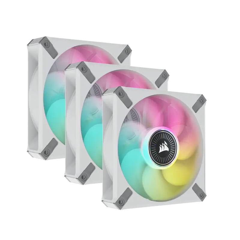 Abanicos CORSAIR iCUE ML120 RGB ELITE Premium, 3x 120mm, 4 Pin, 2000 RPM, Blanco, Kit 3 unidades