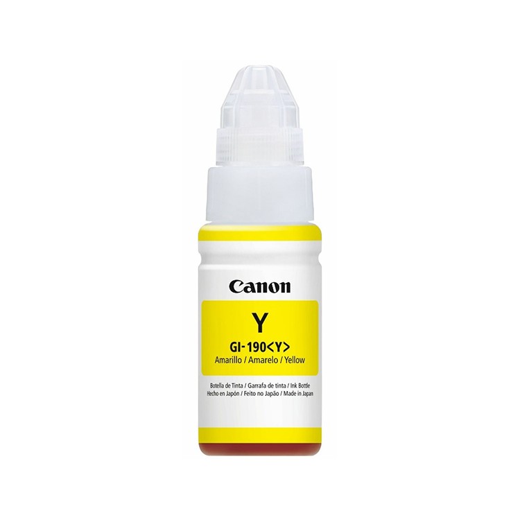 Botella de tinta Canon GI-190 Amarilla 70ml, para PIXMA G3100, G2100, G1100