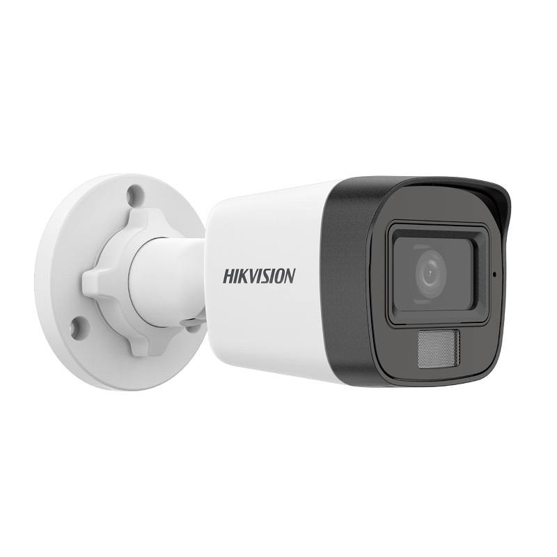 Cámara Bullet Hikvision TVI, AHD, CVI, CVBS, 2.8mm, 5MP 3K Dual Light, IR 30m, Micrófono, Outdoor/Indoor, IP67, Plástica