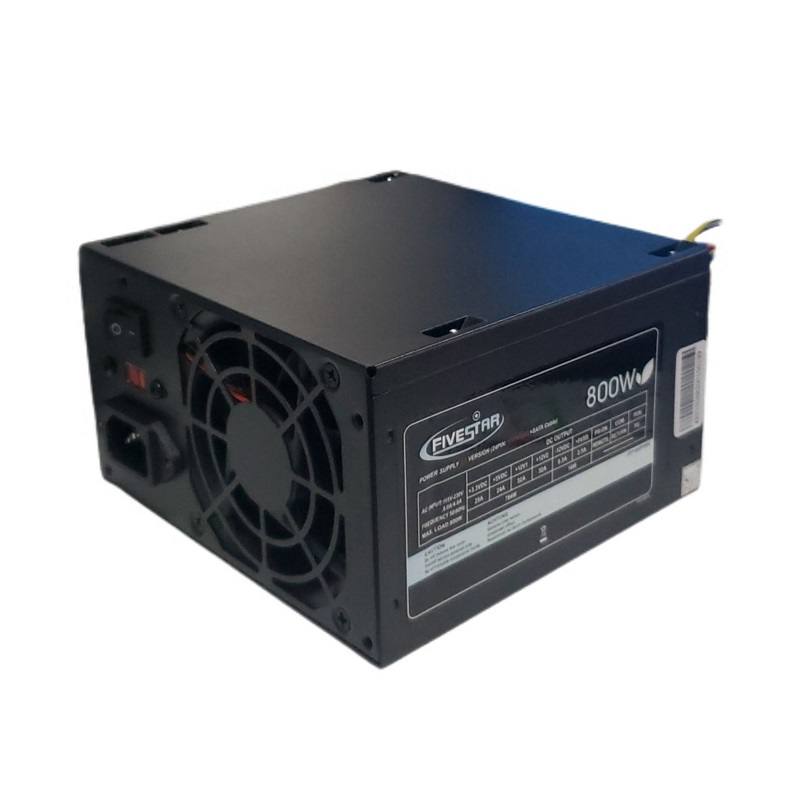Fuente De Poder FIVESTR PX800 ENSAMBLE BULK, 800W, 24 Pins, 3x4 Pins, 2 SATA, Sin Caja