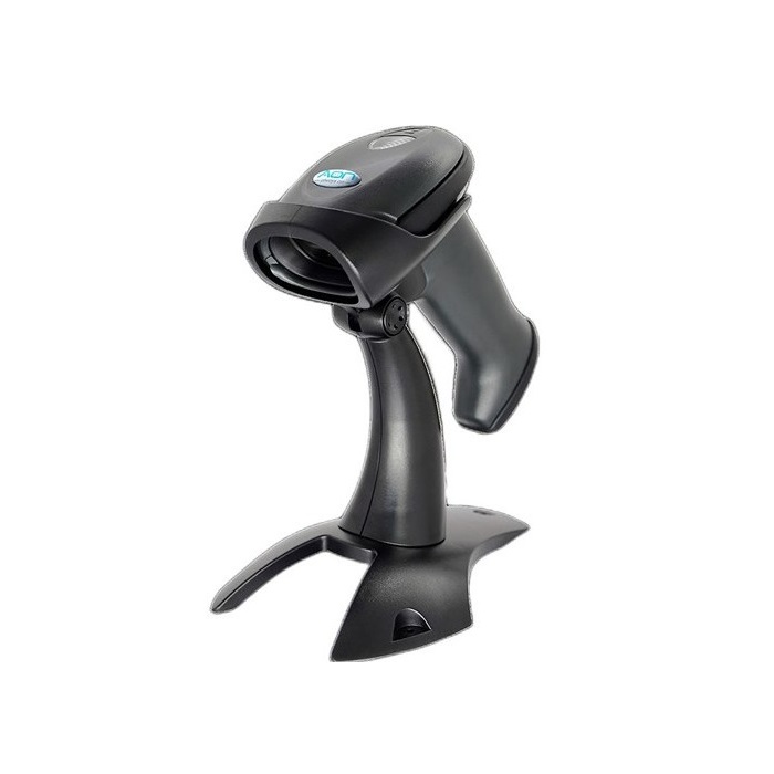 Lector de codigo de barra y QR AON, HS-250 2D, Conexión USB, con base, Negro