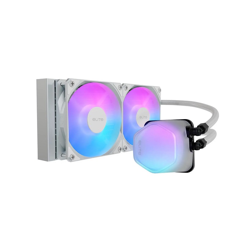 Sistema de Enfriamiento Liquido Cooler Master, 240 Elite Liquid ARGB, 240mm Dual Fan, 2100RPM, Blanco