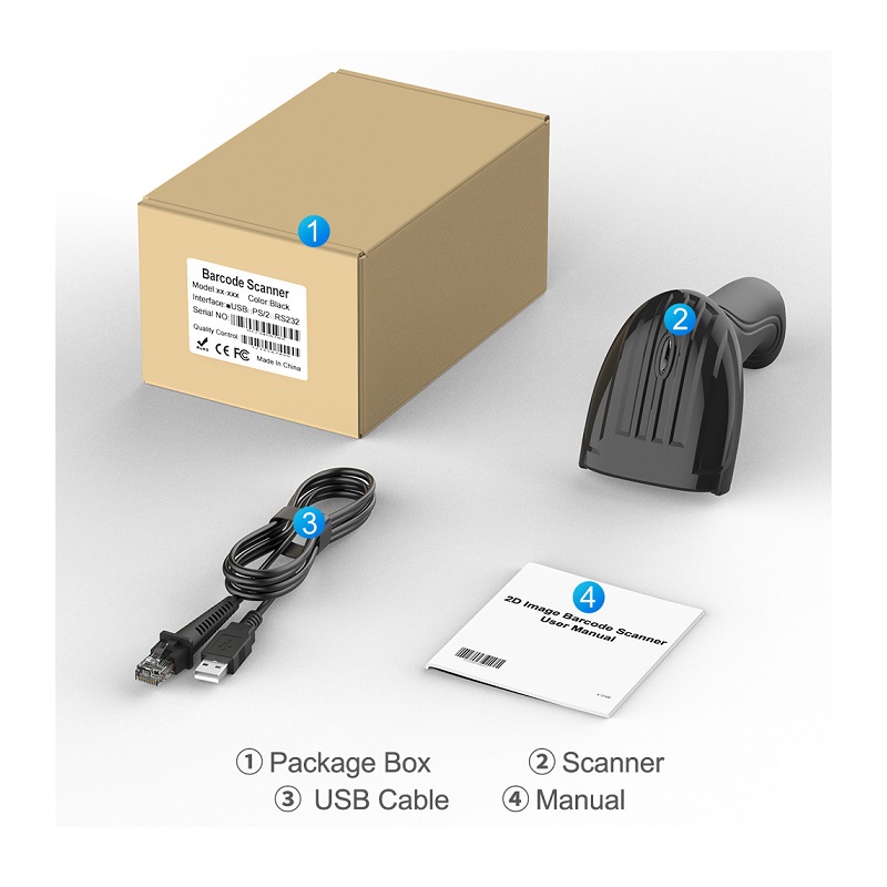 Lector de Codigo de Barra T-VISION JHS-X2 1D, conexión USB 2.0, color Negro