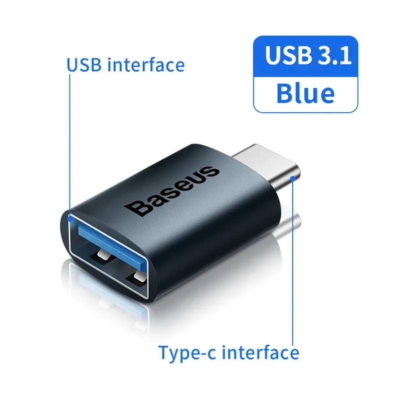 Adaptador convertidor Mini OTG BASEUS de USB Tipo C macho a USB 3.1 hembra