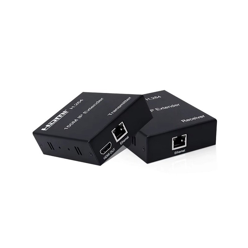 Extensor IP HDMI Por RJ45 Cat5 y Cat6, 5V1A, Hasta 150 Metros, punto a punto y multipunto, color negro