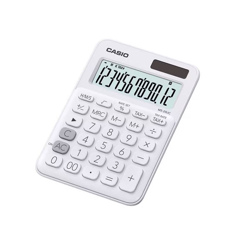 Calculadora CASIO de Mesa compacta Mini de 12 Digitos, TAX para calculo de impuestos, Blanco