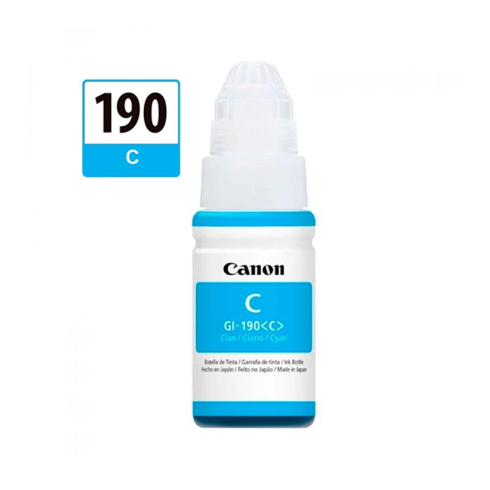 Botella de tinta Canon GI-190 Cyan 70ml, para PIXMA G3100, G2100, G1100