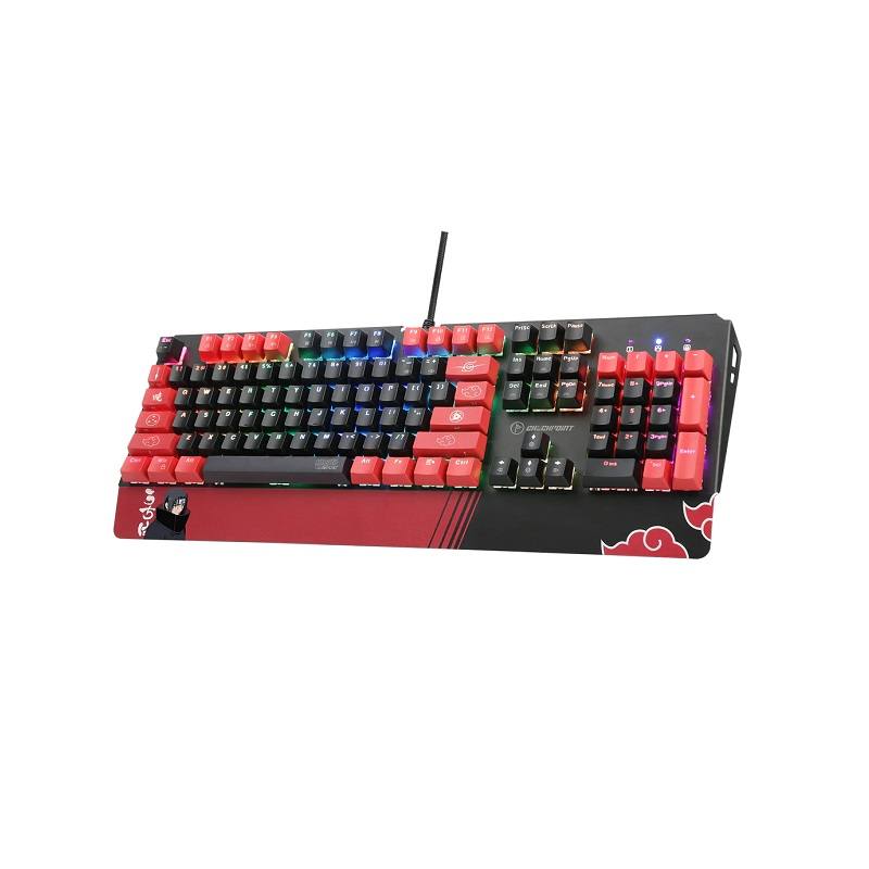Teclado Mecánico Gaming CheckPoint KX-500  Naruto Shippuden Akatsuki, RGB, Conexión USB, Switch Red, Inglés, Negro/Rojo