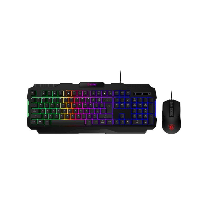 Combo Gaming Teclado y Ratón (Mouse) MSI FORGE GK100, conexion USB 2.0, Iluminación RGB, Español, Negro