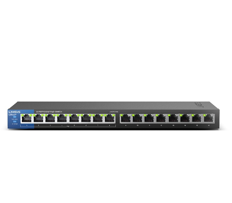 Switch LINKSYS LGS116P 16 Puertos 10/100/1000Mbps, 8 Puertos PoE+, QoS