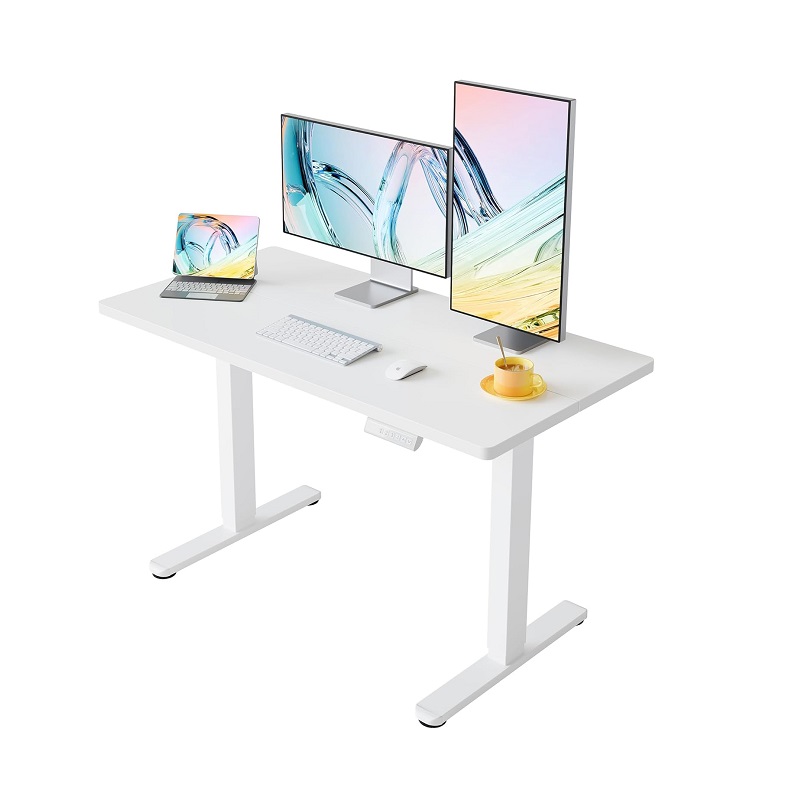 Escritorio eléctrico HUANUO de altura ajustable, 55 x 28 pulgadas, Marco y Mesa color Blanco