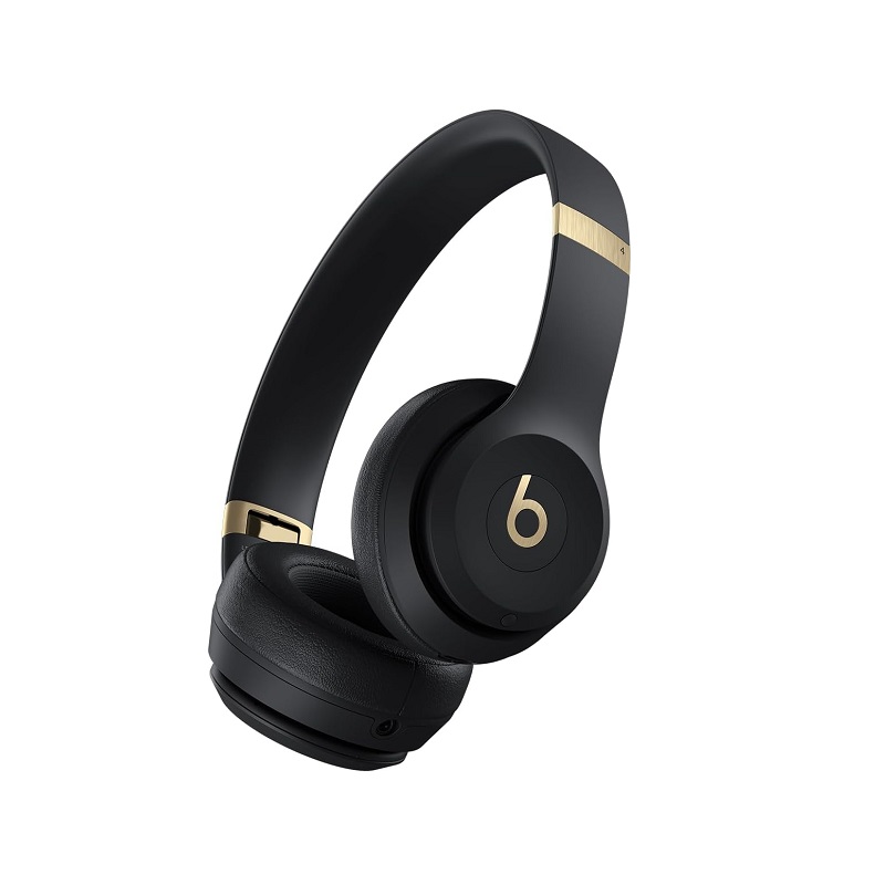 Headset Beats Solo 4, conexión Inalámbrica Bluetooth 5.3, sonido envolvente, compatible iOS y Android, Negro Mate con dorado