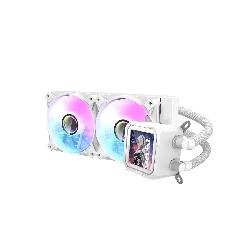 Sistema de Enfriamiento Liquido DarkFlash DV240S, Radiador 240mm, ARGB LED Dual Fan, 1800RPM, Blanco