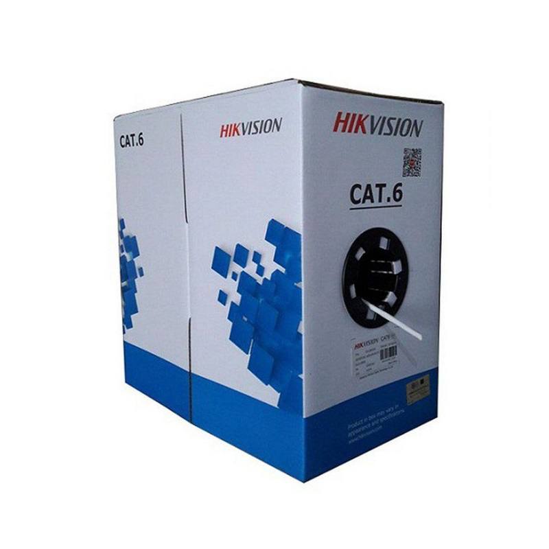 CAJA DE CABLE UTP CAT6 HIKVISION, 1000 PIES, BLANCO, INDOOR AWG24, 100% COBRE