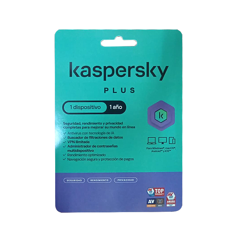 Programa Antivirus KASPERSKY PLUS para 1 PC, Suscripción de 1 Año, tarjeta descarga digital