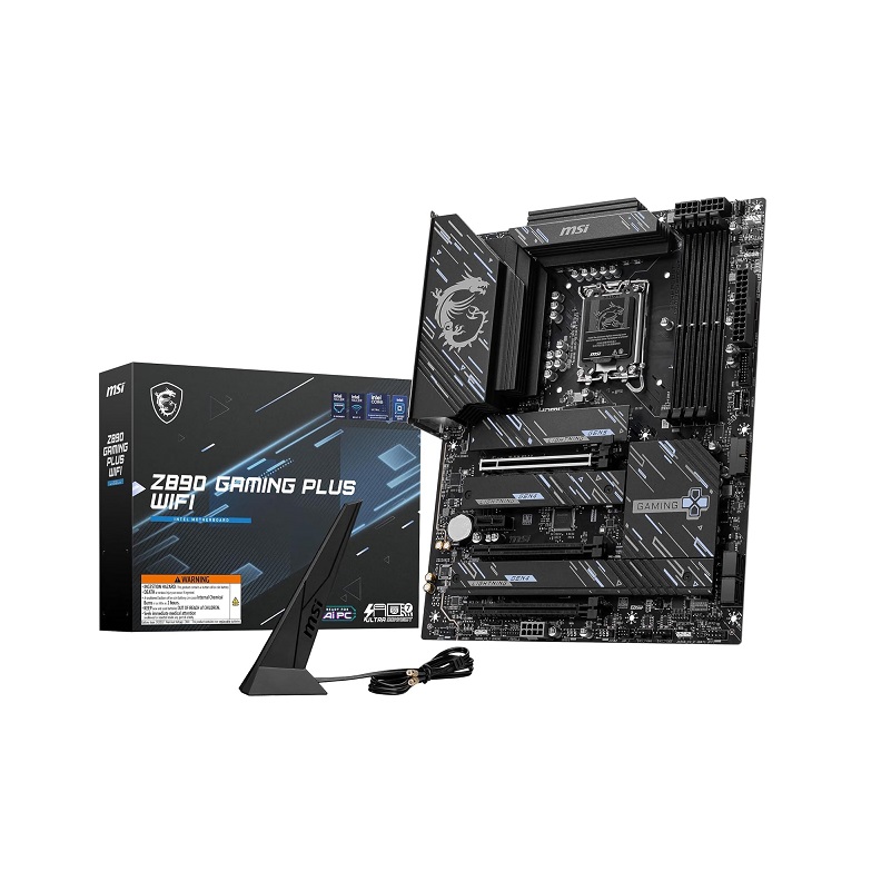 Tarjeta Madre MSI Z890 GAMING PLUS WIFI, LGA1851, DDR5 7800Hz, SATA 6, M.2, HDMI, HDMI, DisplayPort, LAN 5G, ATX