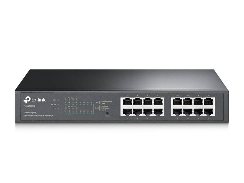 Switch TP-LINK Gigabit TL-SG1016PE De 16 Puertos 10/100/1000M, Con 8 Puertos PoE+, Gestión Efectiva Con Web UI Y Utility