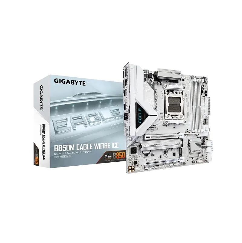 Tarjeta Madre GIGABYTE B850M EAGLE WIFI6E ICE, AMD AM5 R9, DDR5 8200MHz, PCIe 5.0, M.2, SATA 6Gb/s, HDMI, DisplayPort, M-ATX