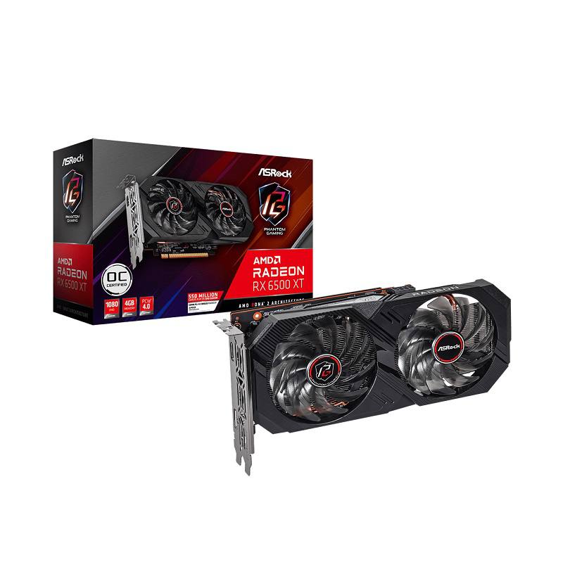 Tarjeta de video Asrock AMD Radeon RX6500XT Phantom Gaming D OC, 4GB GDDR6, HDMI, DisplayPort