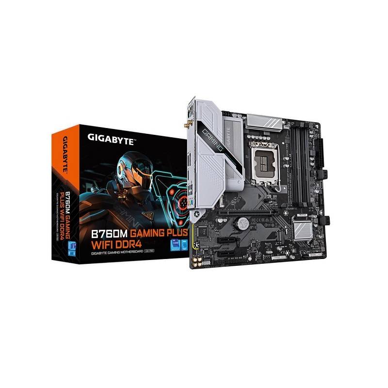 Tarjeta Madre GIGABYTE B760M GAMING PLUS WIFI, LGA 1700, DDR4 5300MHz, PCIe 4.0 M.2, SATA 6Gb/s, HDMI, Display Port, USB 3.2, LAN, Micro ATX