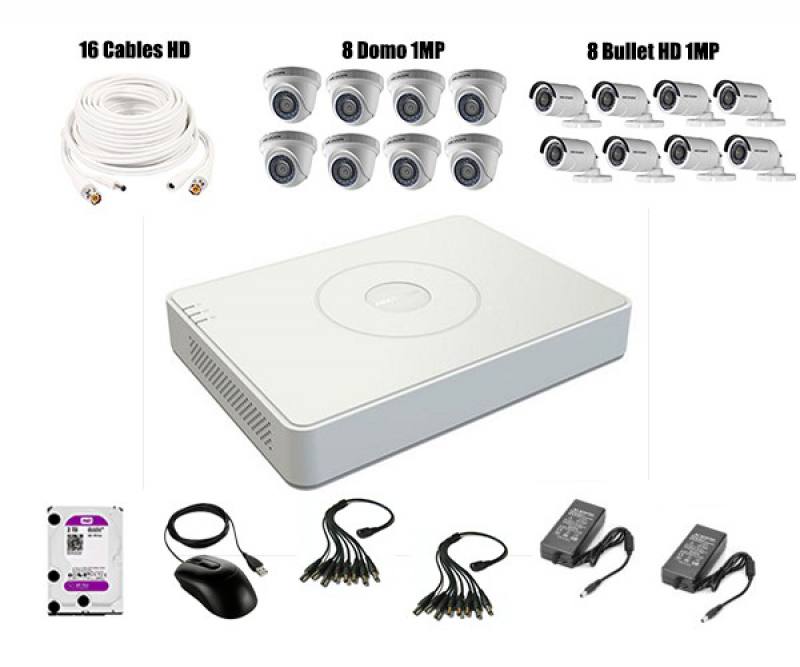 KIT De Camara Vigilancia HD Hikvision 16CH 1080 Lite, 2MP, 2TB, P2P
