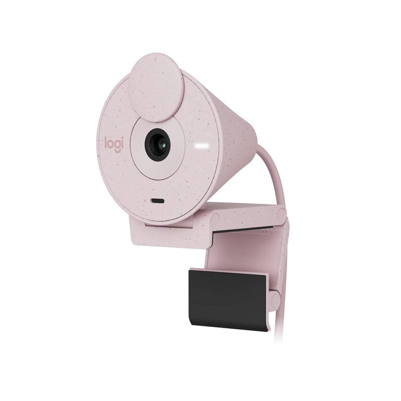 Webcam Logitech BRIO 300, Full HD 2mp, micrófono incorporado,  USB-C Plug and Play, Rosado
